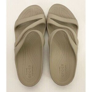 Crocs Kadee II Shimmer Sandals Size 9 Beige Strappy Slides Woman's